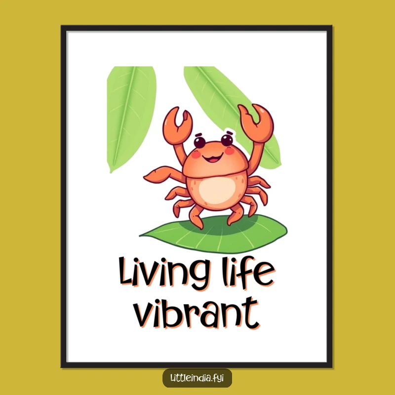 Funny Dancing Crab Banana Leaf Poster - Tropical Vibes for Your Walls!