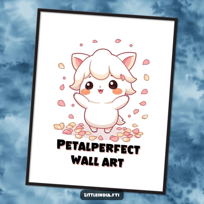 Funny Petal Art Poster: Playful character scattering petals with a flourish, creating enchanting and cheerful wall art.