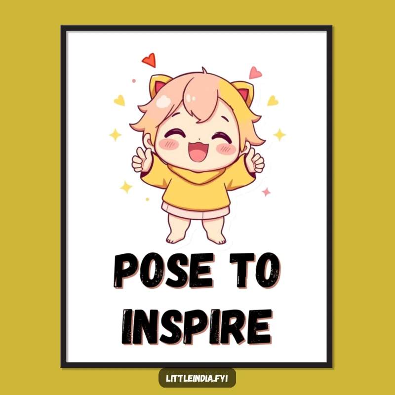 Funny Celebration Poster: Cheerful Character's Vibrant Pose Wall Art, Perfect Funny Gift