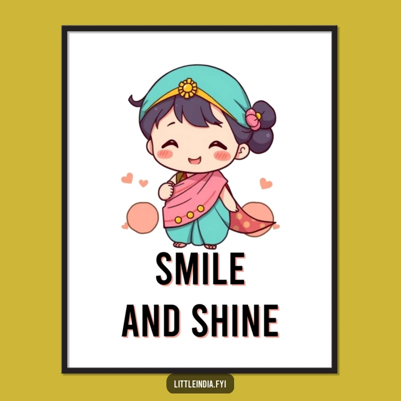 Funny Sari Character Poster: Smiling Art, Cultural Cheer - Funny Gift!