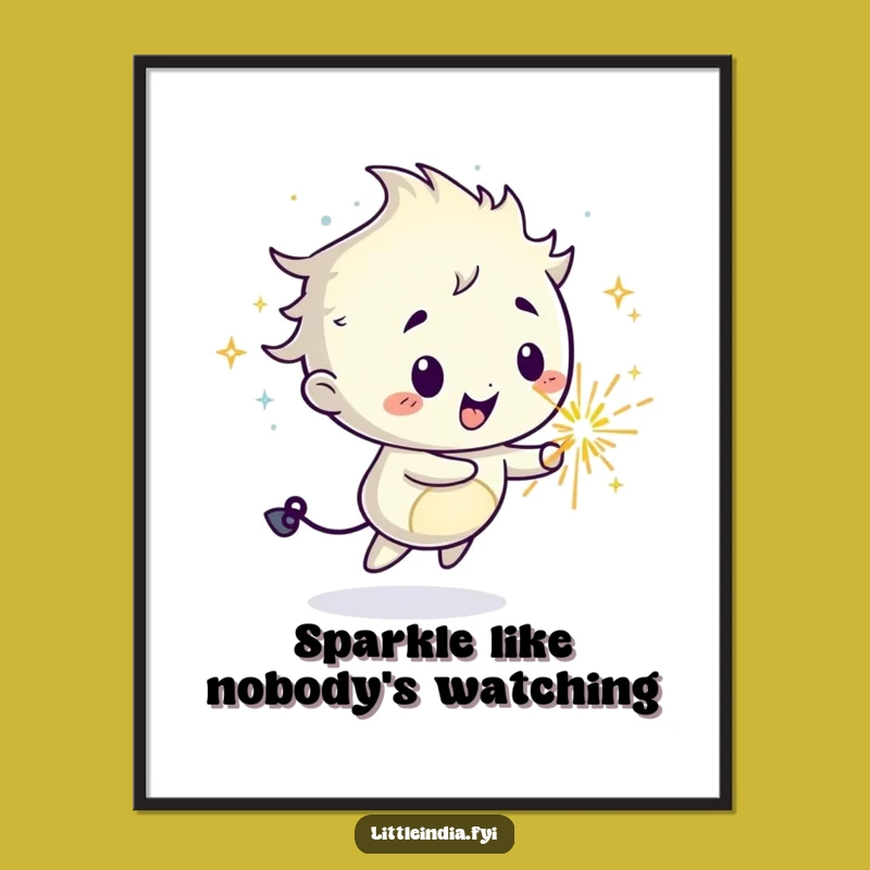 Funny Sparkler Poster: Mischievous Character's Trail of Joyful Art