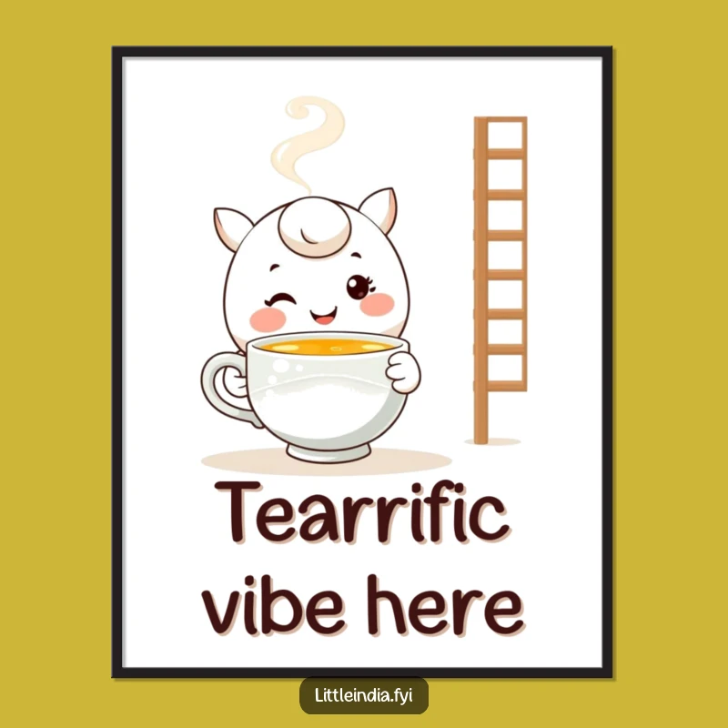Funny Warmth Poster: Smiling Tea Character Art - Cozy & Hilarious Wall Decor