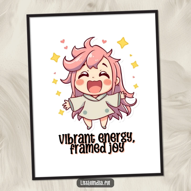 Funny Excitement Poster: Jubilant character reveling in a lively atmosphere, radiating infectious excitement and joy.