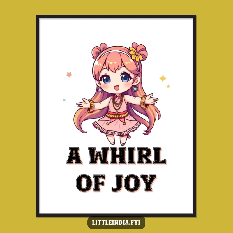 Vibrant Funny Bangles Twirling Character Art Poster: Gift of Joyful Decor