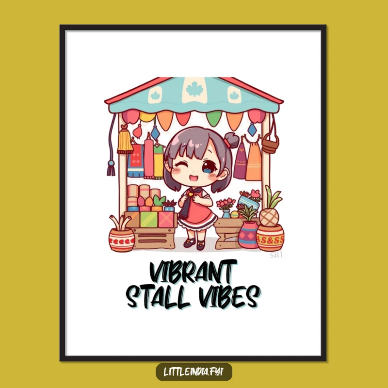 Funny Market Decorating Character Poster, Vibrant Wall Art
