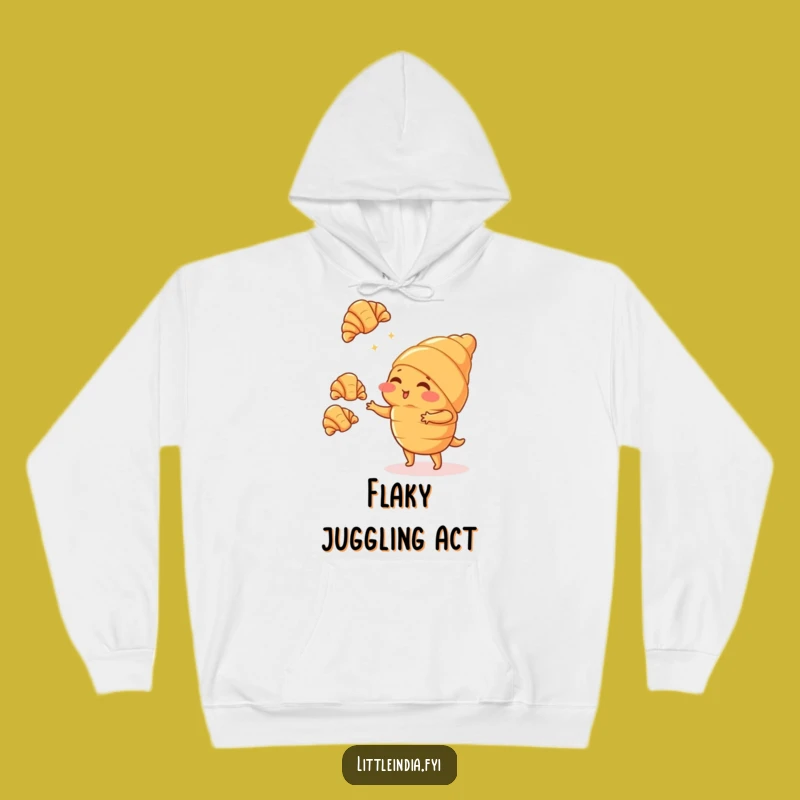 Funny Blushing Croissant Juggling Hoodie - Cozy Up with Baked Goods!
