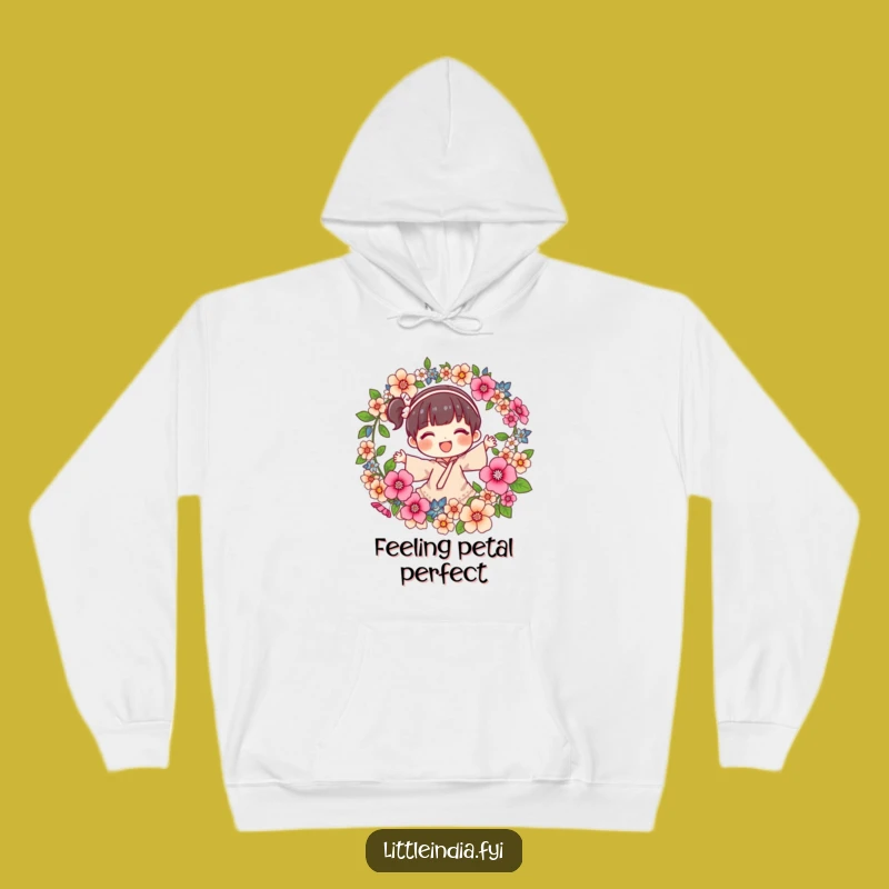 Funny Joyful Character Flower Garland Hoodie: Cozy Comfort with Floral Flair!