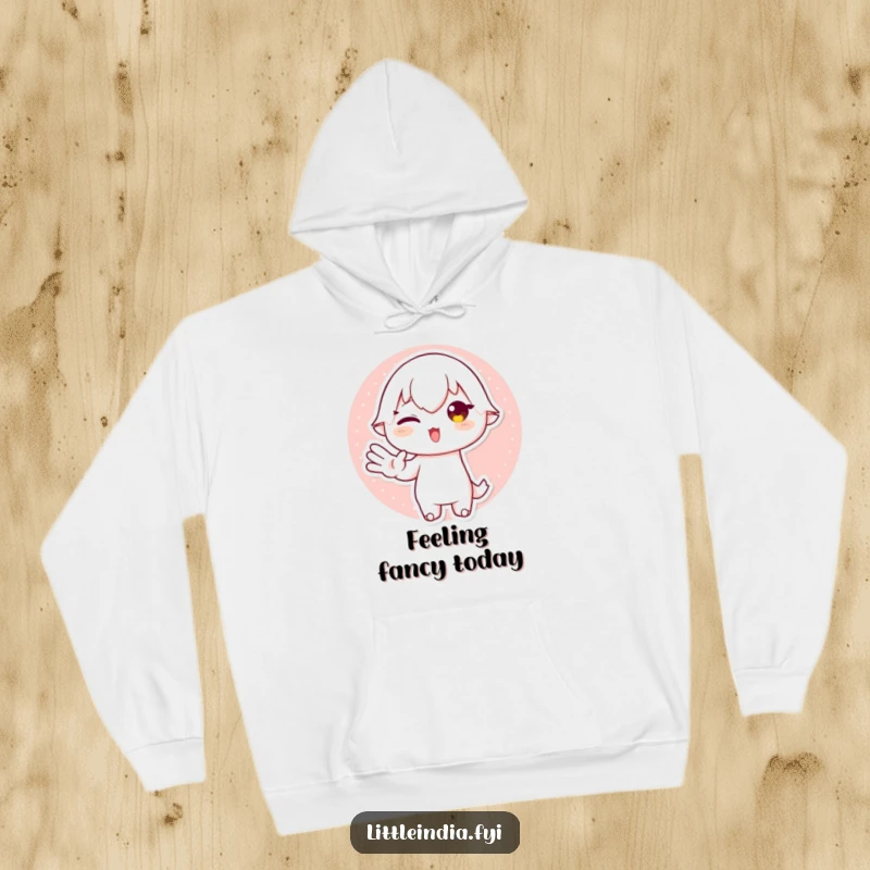 Funny Hoodie depicting a playful character performing a distinguished and graceful hand gesture, offering warmth and a touch of comedic elegance.
