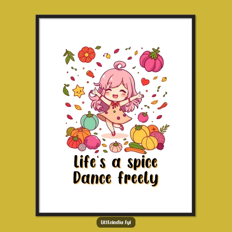 Free Printable Wall Art: Funny Spice Dancer, Delighted Character, Humorous Downloadable Art