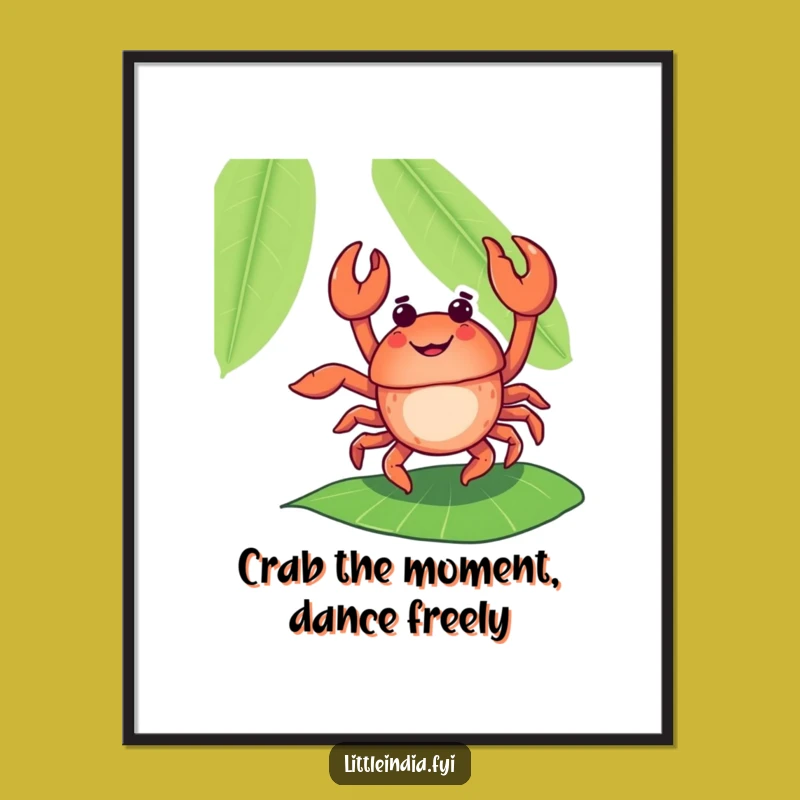 Funny Free Printable Crab Art: Dancing Flamboyantly Downloadable Poster