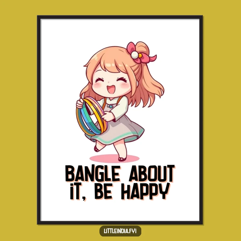 Funny Free Printable Wall Art: Bangle Twirl Character, Downloadable Decor for Festive Spaces