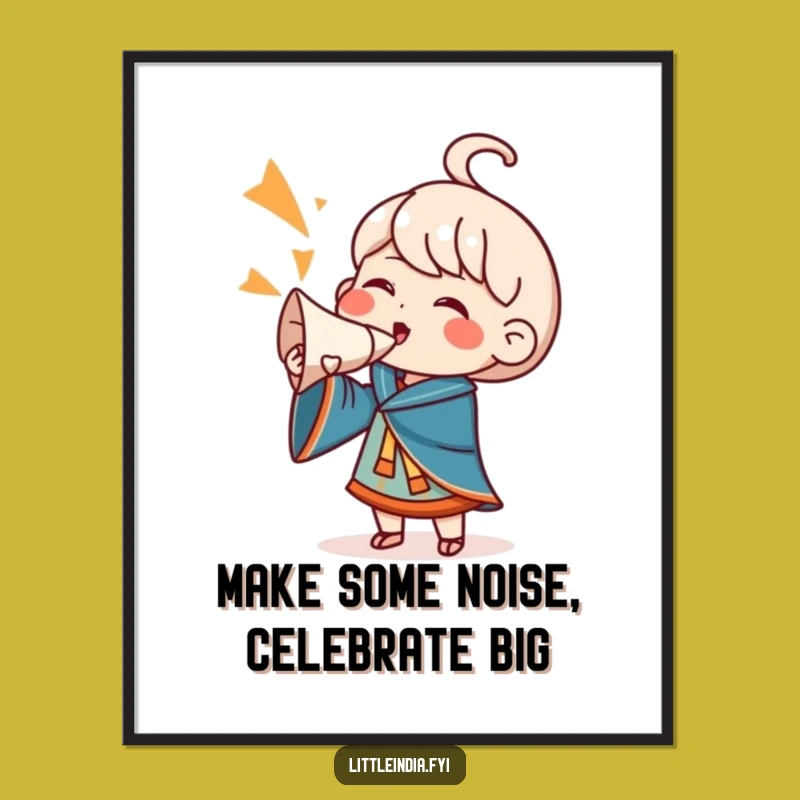 Funny Free Printable Wall Art: Conch Shell Cheering Character, Downloadable Decor