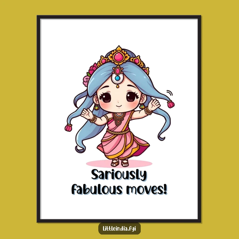 Funny Free Printable Wall Art: Energetic Sari Dancer Downloadable Decor