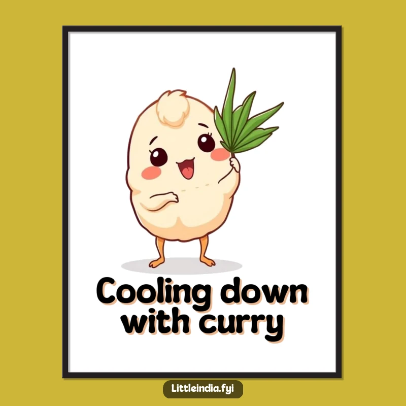 Funny Free Printable Wall Art: Fanning Curry Puff Tropical Hilarious Downloadable Art Gift