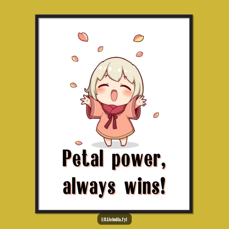 Free Printable Wall Art: Petal Tossing Character, Humorous Downloadable Art for Joyful Decor