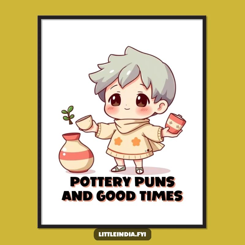 Free Printable Wall Art: Juggling Pottery Character, Funny Downloadable Art