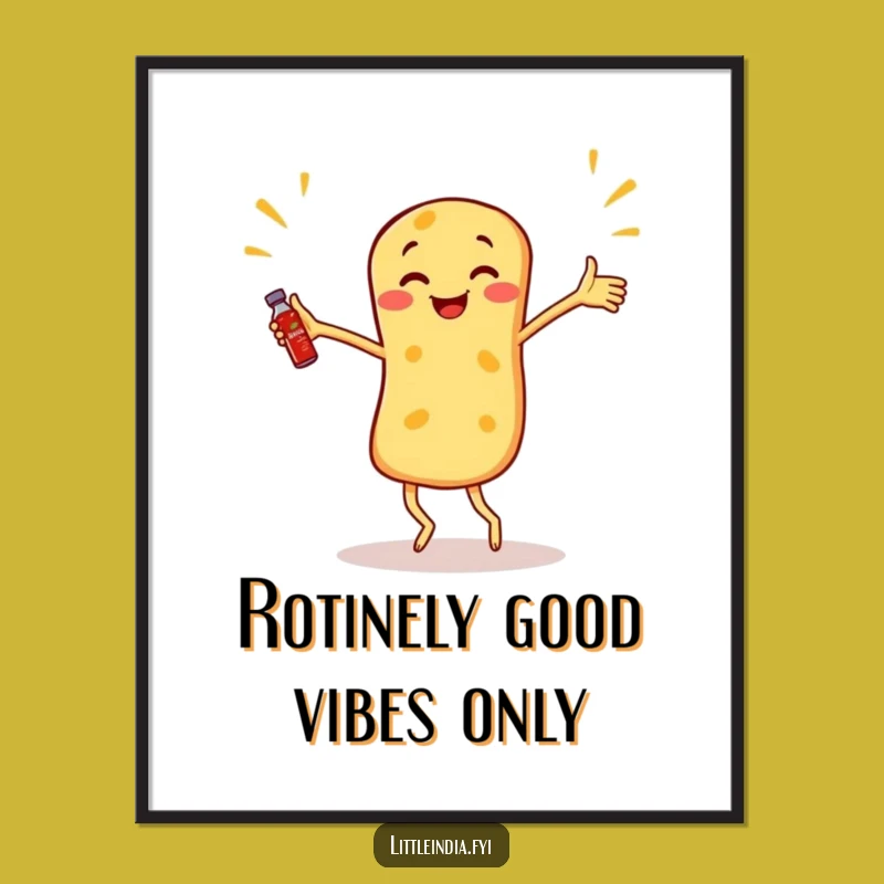 Funny Free Printable Wall Art: Dancing Roti Canai Juggling Sambal Hilarious Art