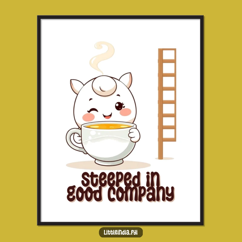 Funny Free Printable Wall Art: Cozy Tea Character - Whimsical Downloadable Decor!