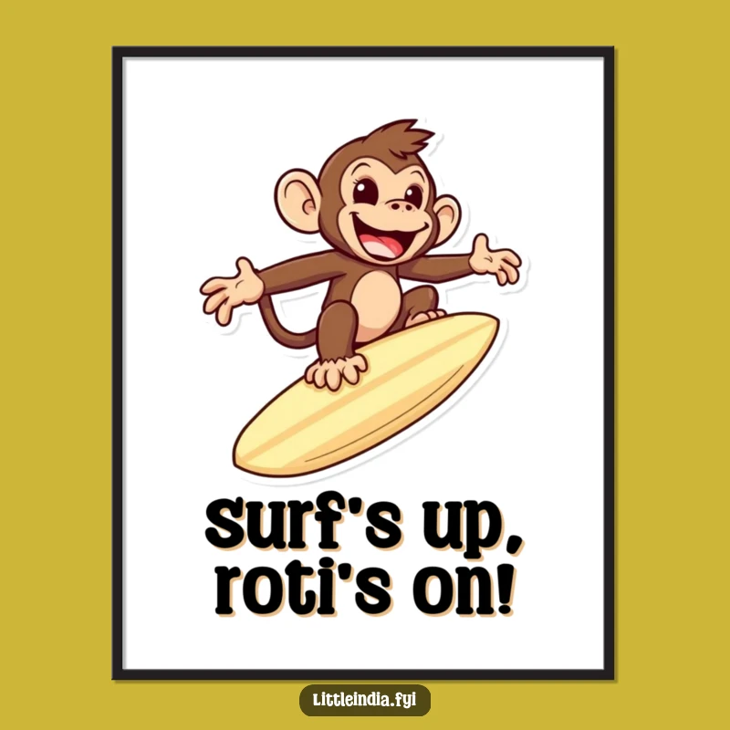 Free Printable Wall Art: Monkey Roti Surf Funny Downloadable Art
