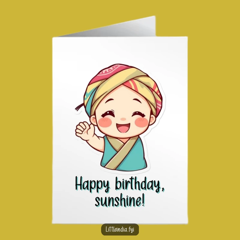 Free Printable Birthday Card: Cheerful Headwrap Wave, Fun Downloadable Gift