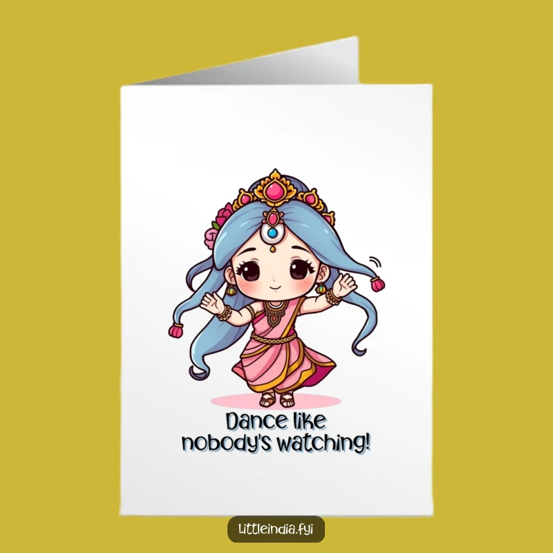 Free Printable Birthday Card: Funny Sari Dancer Design Downloadable Gift