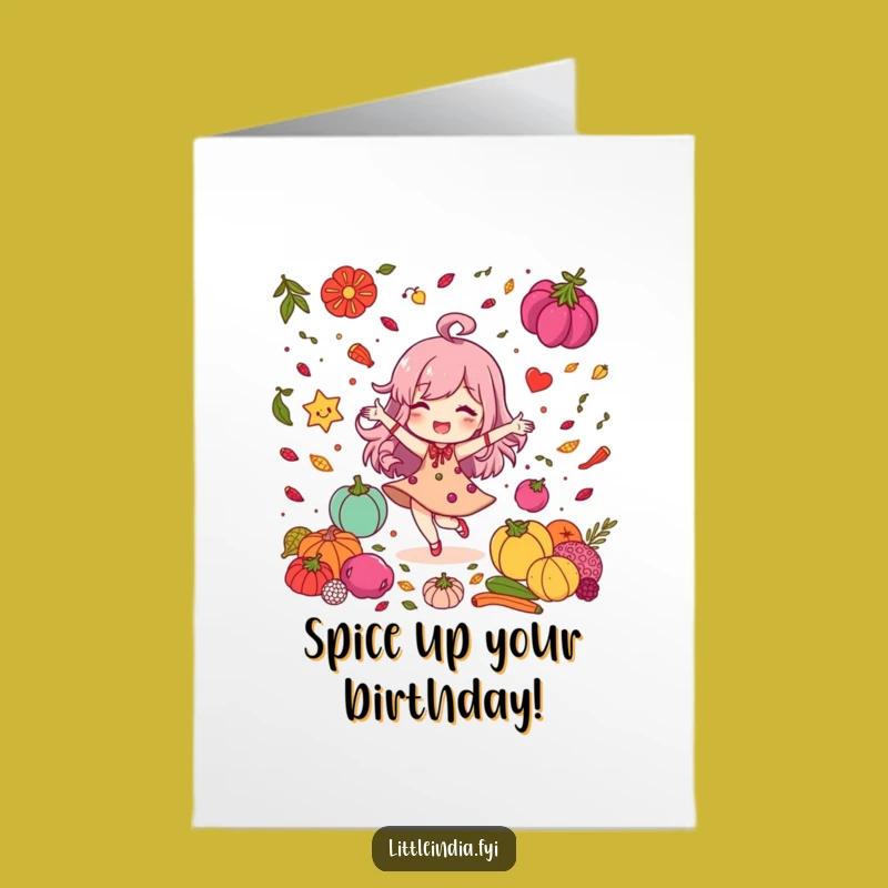 Free Printable Birthday Card: Spice Dancer, Delighted Character, Downloadable Festive Greeting