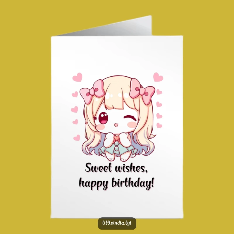 Free Printable Birthday Card: Sweets Offering Character Funny Downloadable Gift