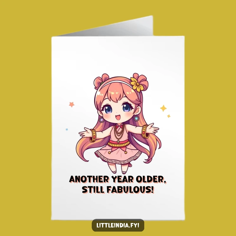 Free Printable Birthday Card: Twirling Bangles Character, Hilarious Downloadable Gift for Laughter