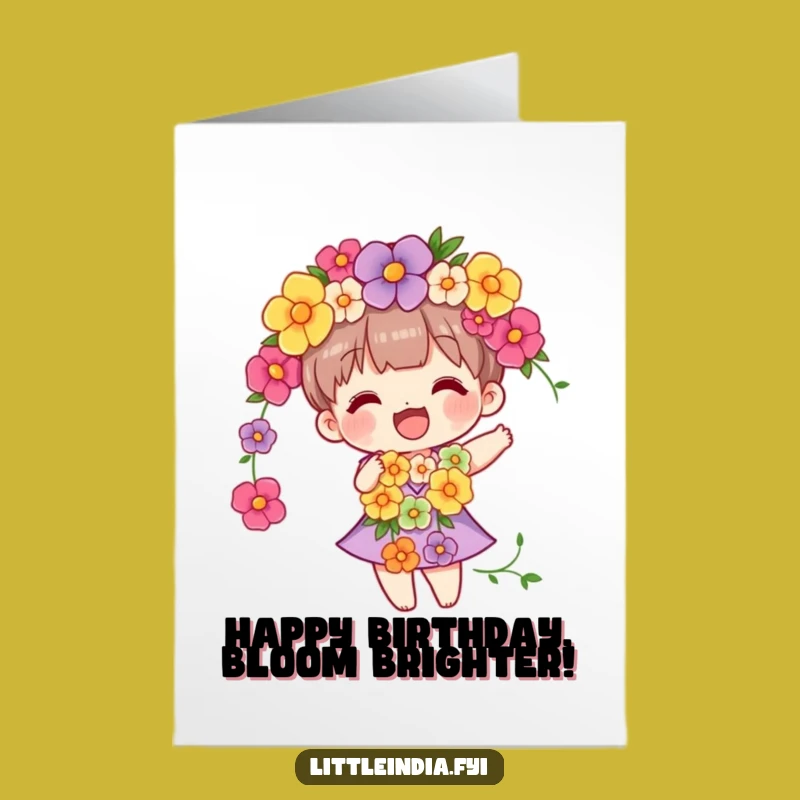 Free Printable Funny Birthday Card: Flower Garland Sway Character DIY
