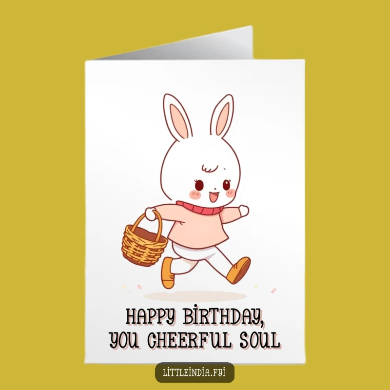 Free Printable Birthday Card: Cheerful Character Skipping, Joyful Downloadable Funny Gift