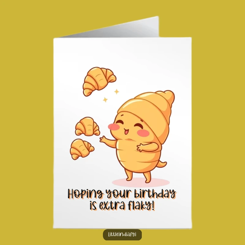 Free Printable Croissant Birthday Card: Juggling Pastries Humor Download