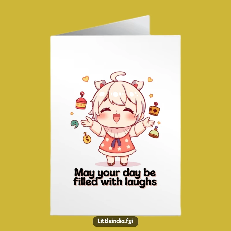 Free Printable Bday Card: Juggling Charms Funny Downloadable Gift