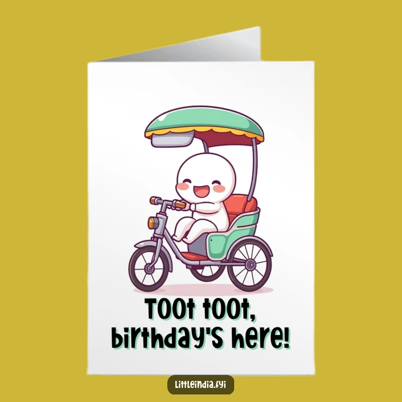 Free Printable Birthday Card: Giggling Rickshaw, Funny Downloadable Gift for a Fun Ride