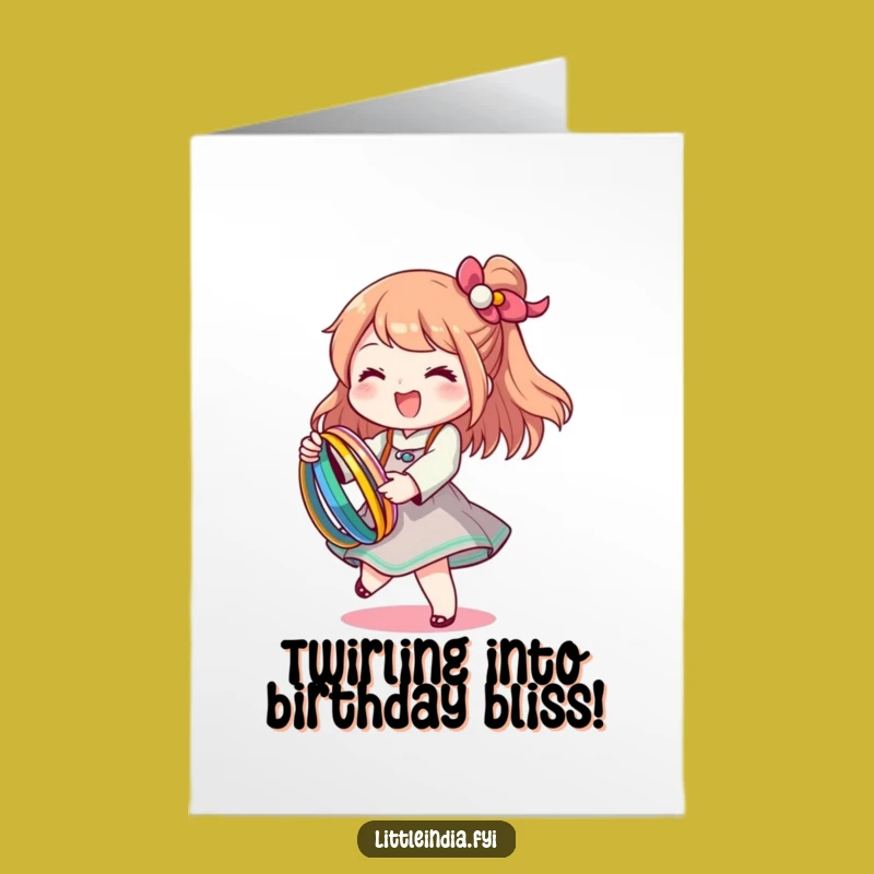 Free Printable Birthday Card: Bangle Twirl Character, Funny Downloadable Gift for Celebrations