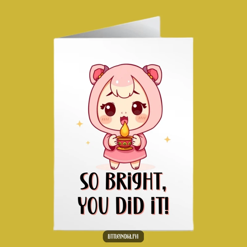 Free Printable Congrats Card: Excited Diya Glower, Success Glow Funny Downloadable Gift