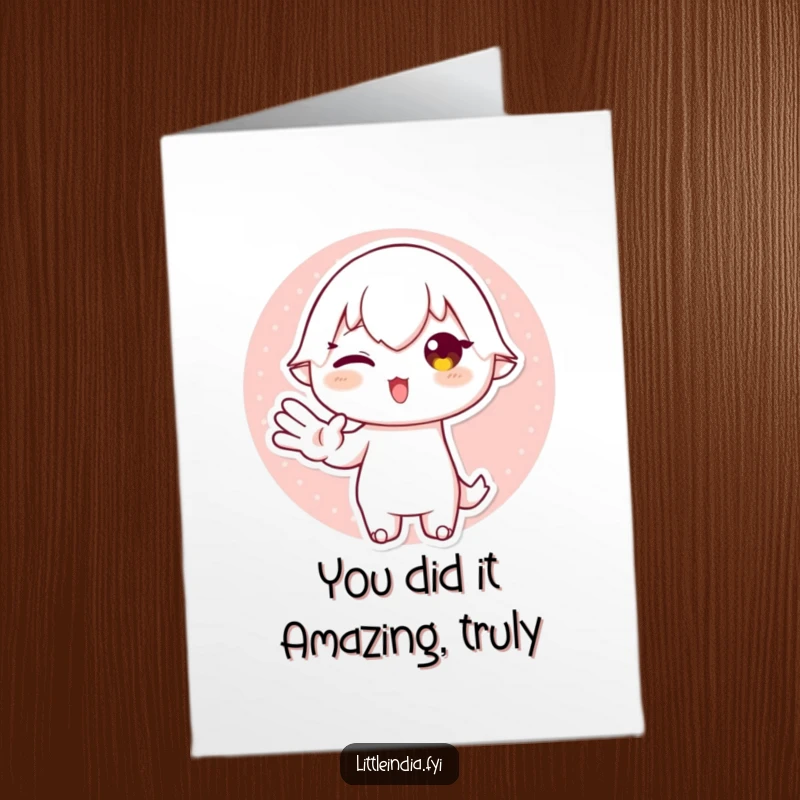 Funny Free Printable Congratulations Card showing a playful character with a cheeky hand gesture, great for any achievement.