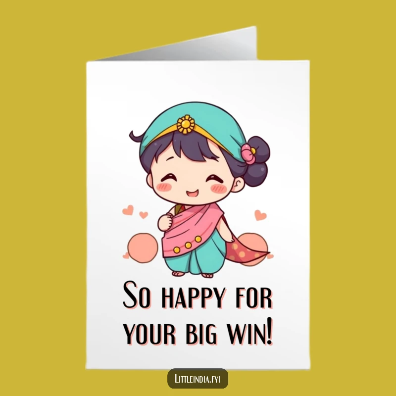 Free Printable Congrats Card: Sari Character Smiles for Your Success