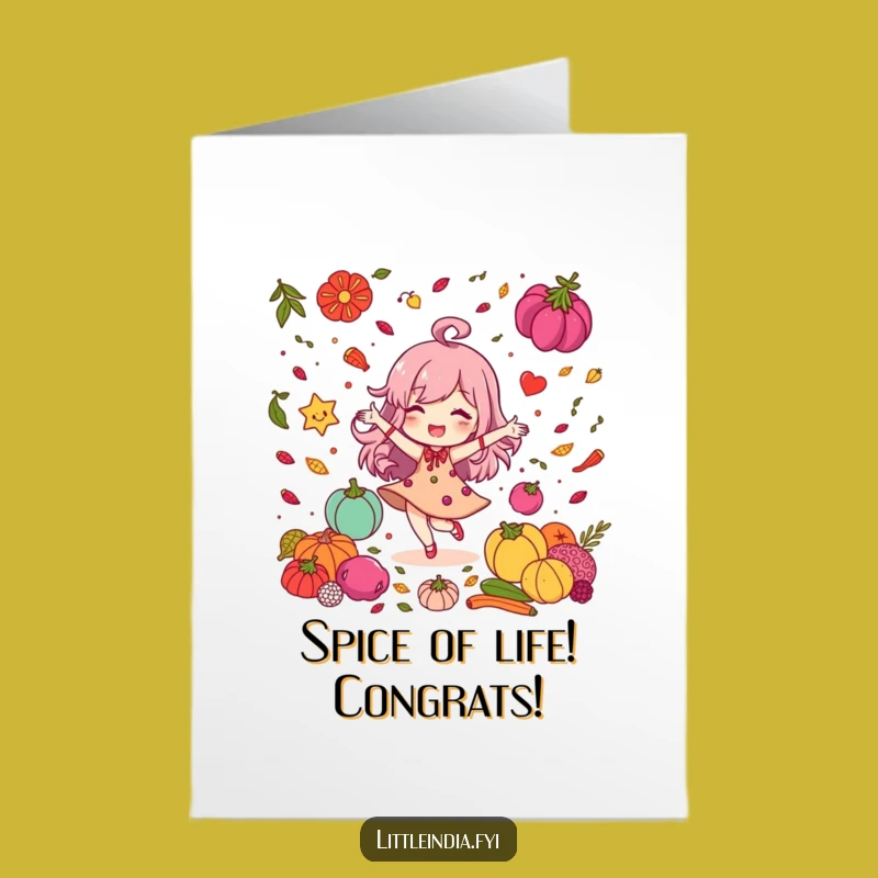 Free Printable Congrats Card: Spice Dancer, Delighted Character, Downloadable Celebration Art