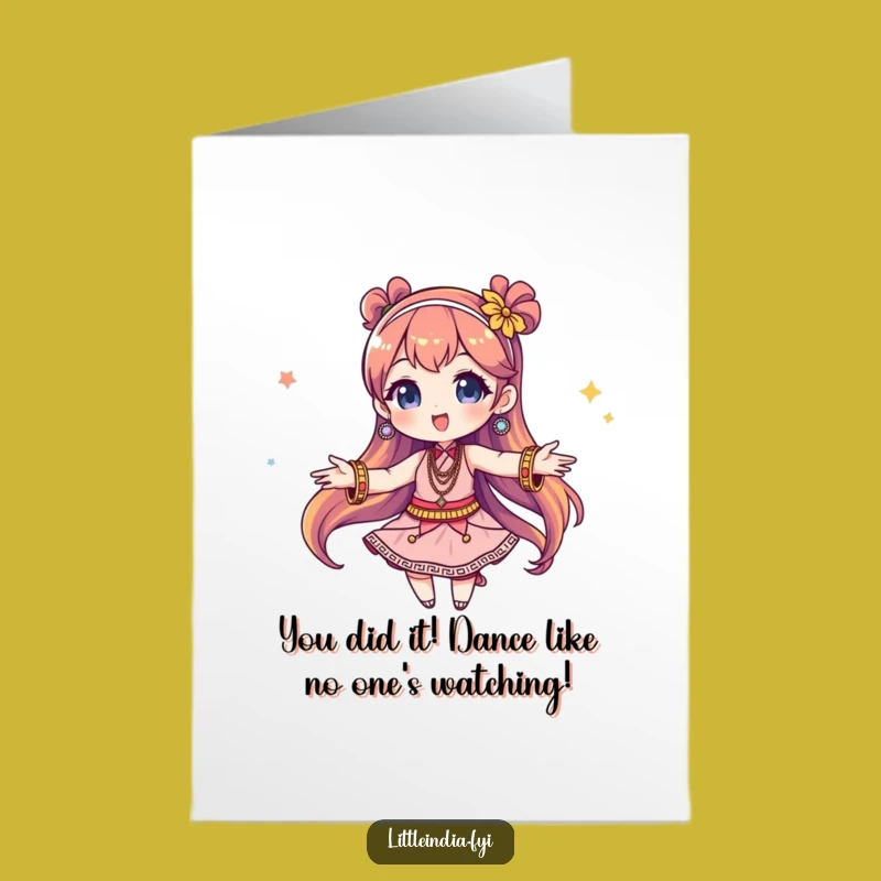Free Printable Congrats Card: Twirling Bangles Character, Perfect Funny Downloadable Gift