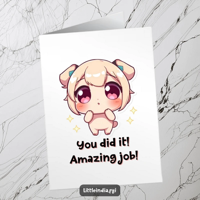 Funny Free Printable Congrats Card: Wide-eyed character, mesmerized by bright, sparkling lights, celebrating an achievement, downloadable art.