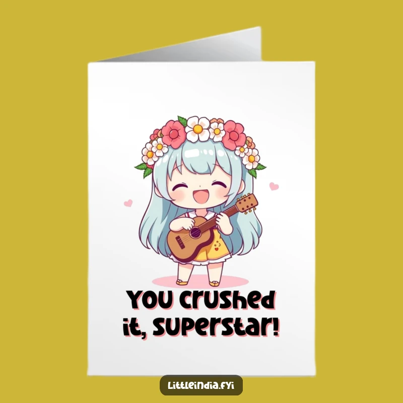 Free Printable Congratulations Card: Cheerful Flower Garland Character Music Beat Downloadable