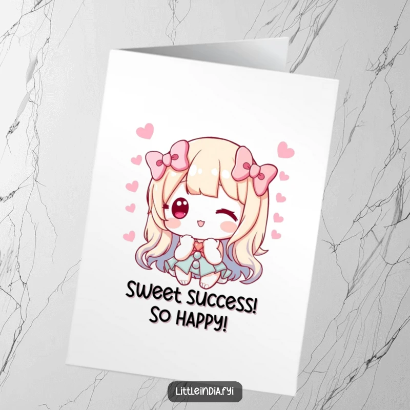 Funny Free Printable Congratulations Card showing a character generously offering sweets tied with a bow, symbolizing a sweet and humorous congratulatory moment.