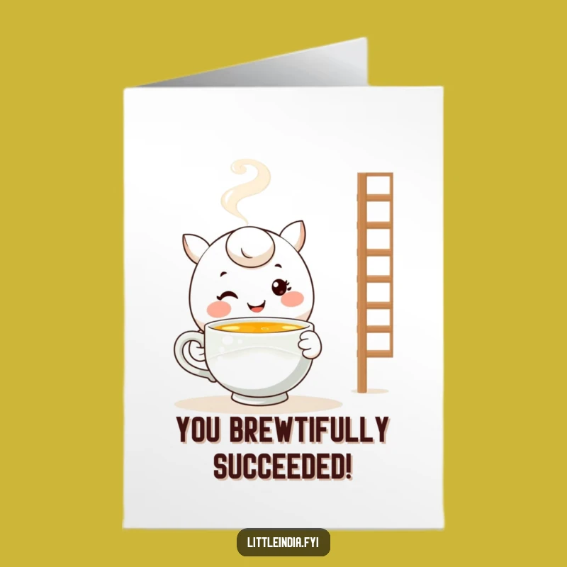 Free Printable Congrats Card: Cozy Tea Character - Funny Downloadable Gift!