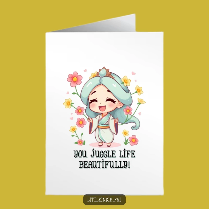 Free Printable Congrats Card: Juggling Jasmine Character Funny Downloadable Celebration