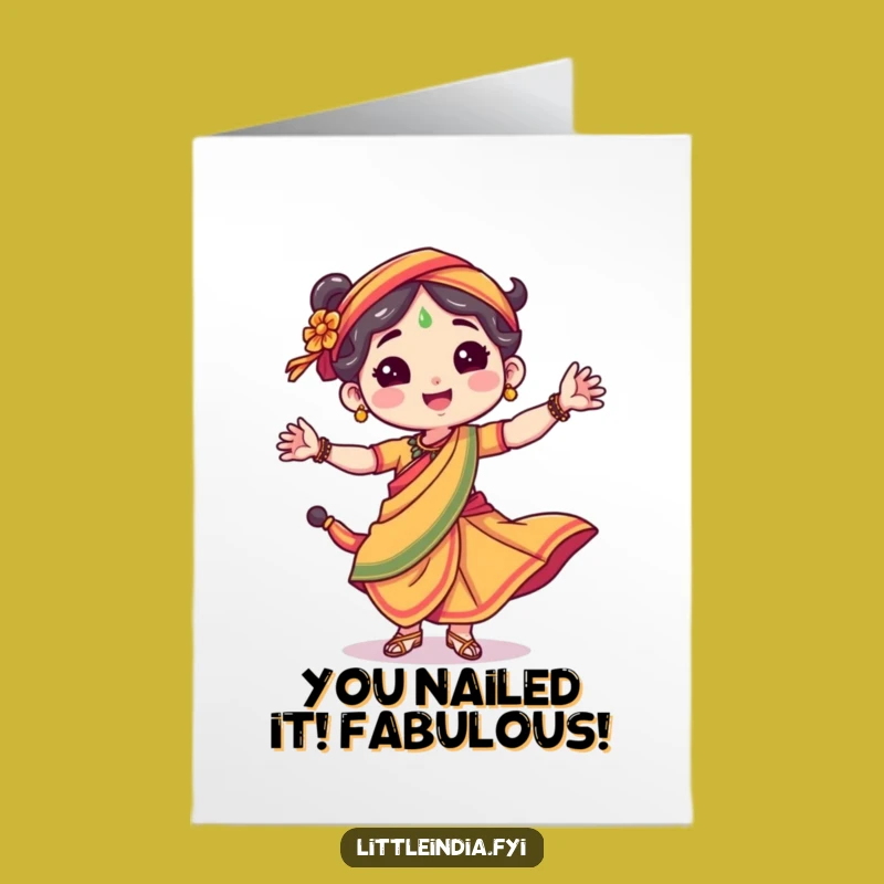 Free Printable Congrats Card: Energetic Sari Dancer, Downloadable Gift for Success