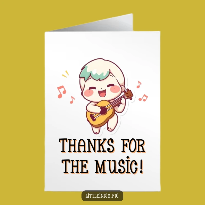 Free Printable Thank You Card: Musical Character, Grateful Tune, Downloadable Gift