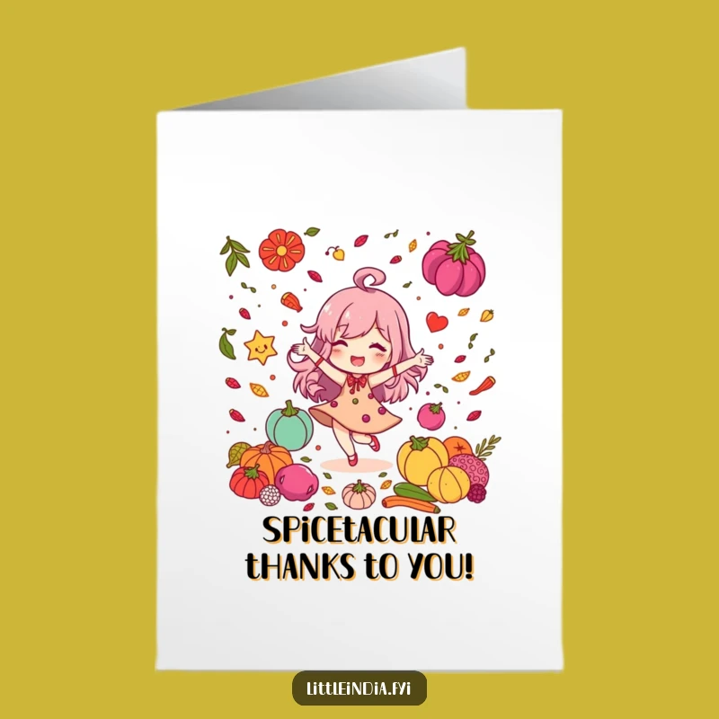 Free Printable Thank You Card: Spice Dancer, Delighted Character, Downloadable Gratitude