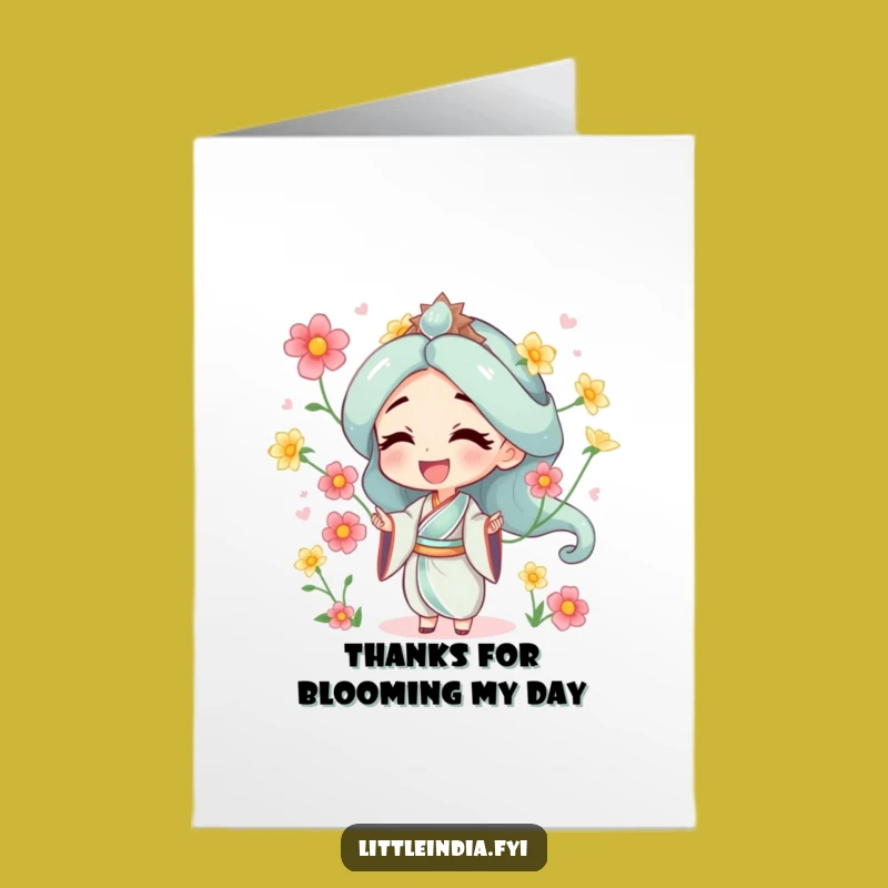 Free Printable Thank You Card: Juggling Flowers Character Funny Downloadable Thanks