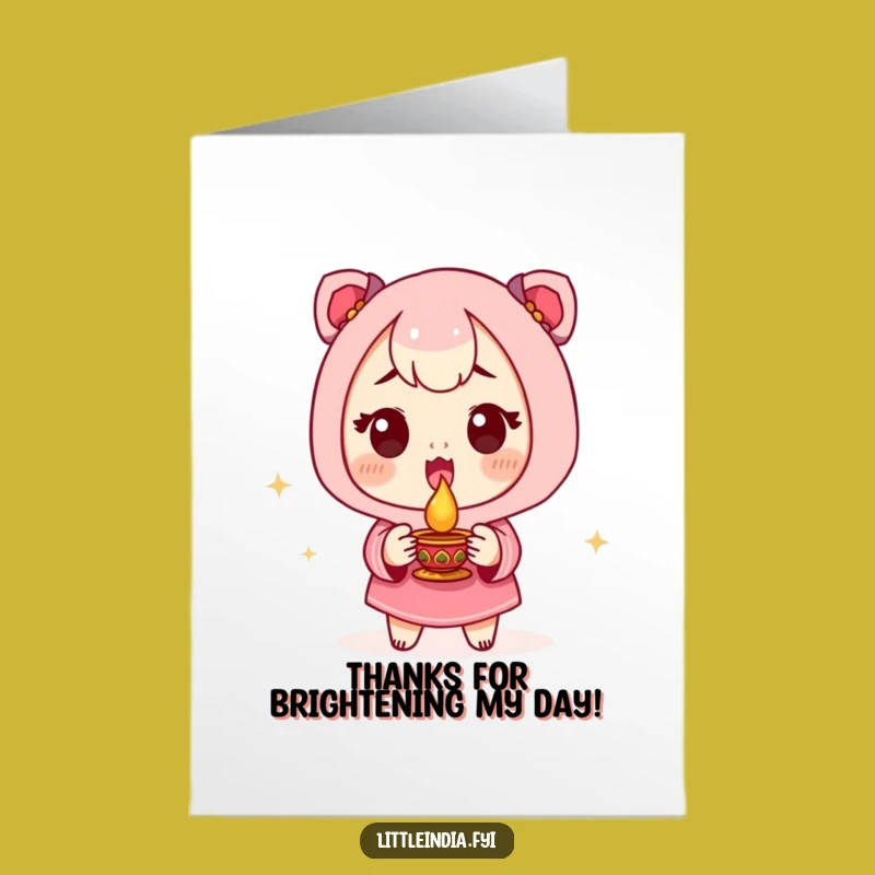 Free Printable Thank You Card: Excited Diya Light, Grateful Glow Funny Downloadable Gift