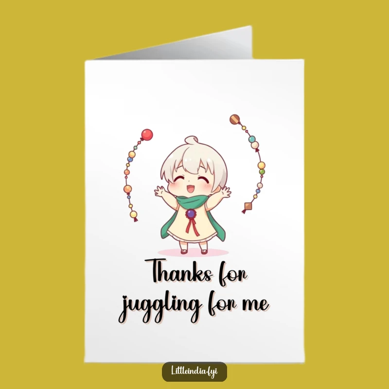Free Printable Thank You Card: Funny Juggling Beads Character, Heartfelt Downloadable Gift!